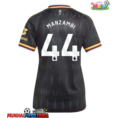 Camiseta Aston Villa Johan Manzambi #44 Segunda Equipación Replica 2026-27 para mujer mangas cortas